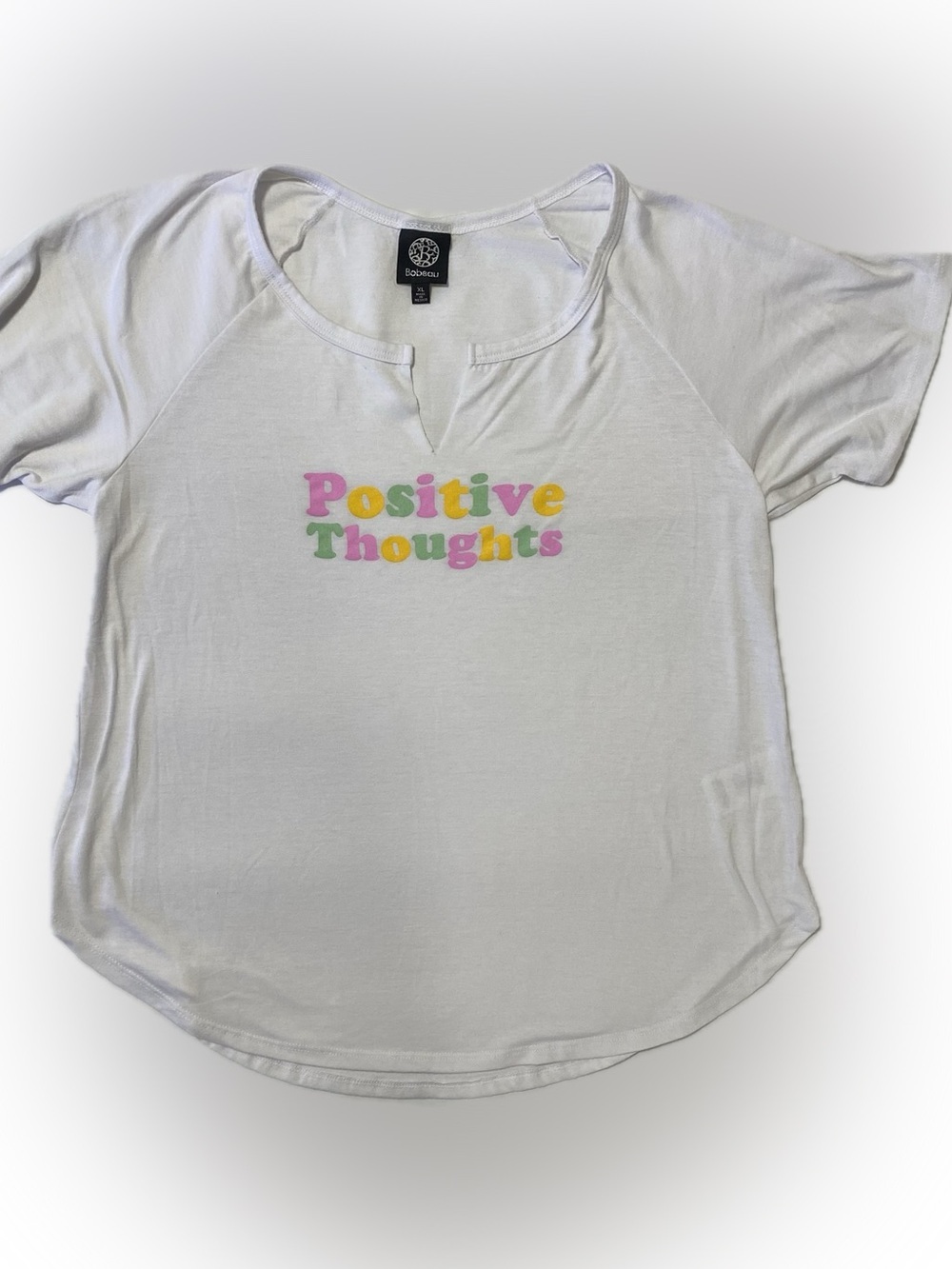 bobeau White Split-Neck Cotton Tee